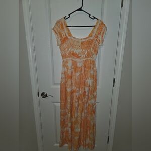 Handmade True Vintage Orange And Cream Maxi Dresss